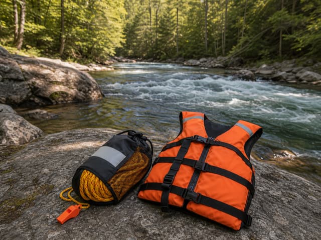 Editorial image of permit and access planning materials near a creek