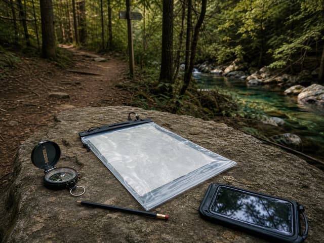 Editorial image of a shaded natural pool under tall sycamore trees