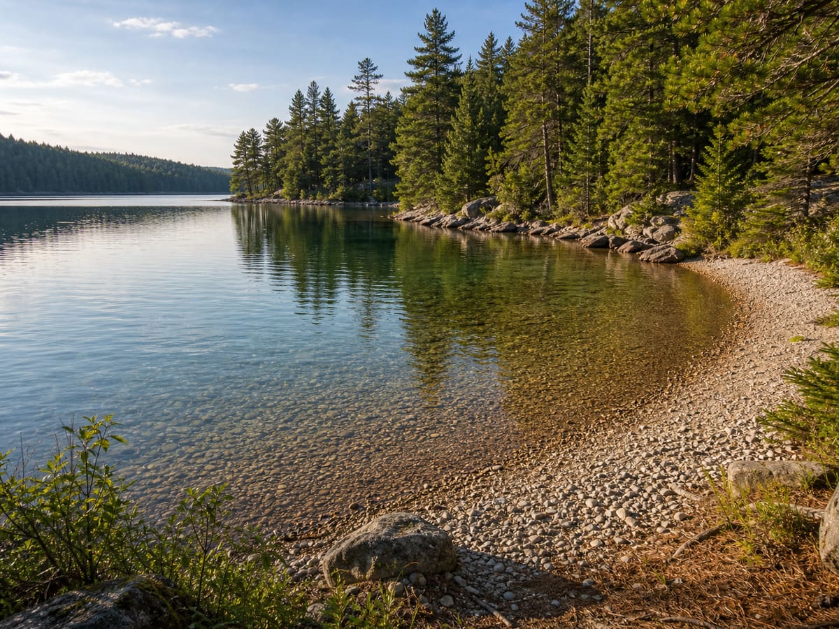 Editorial image of a turquoise quarry-style pool viewed from a safe shore