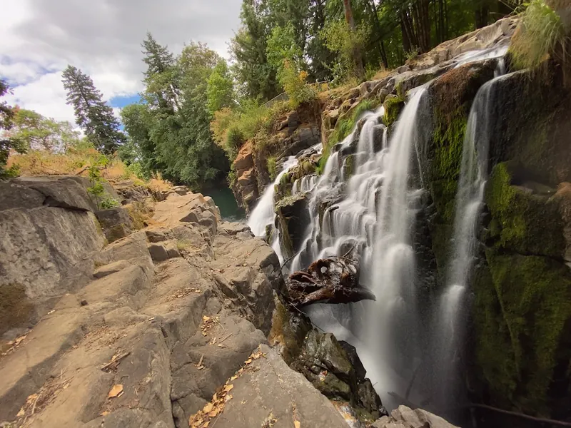 Historical lower-flow cascade and rock gorge in the Falls City Falls collection