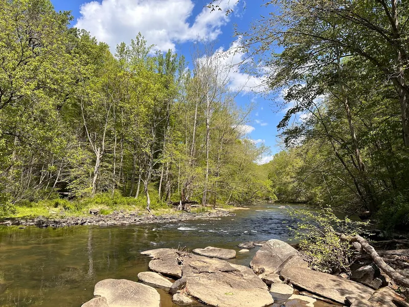 Historical rocky river and leafy banks in the Gunpowder Falls Central Area collection