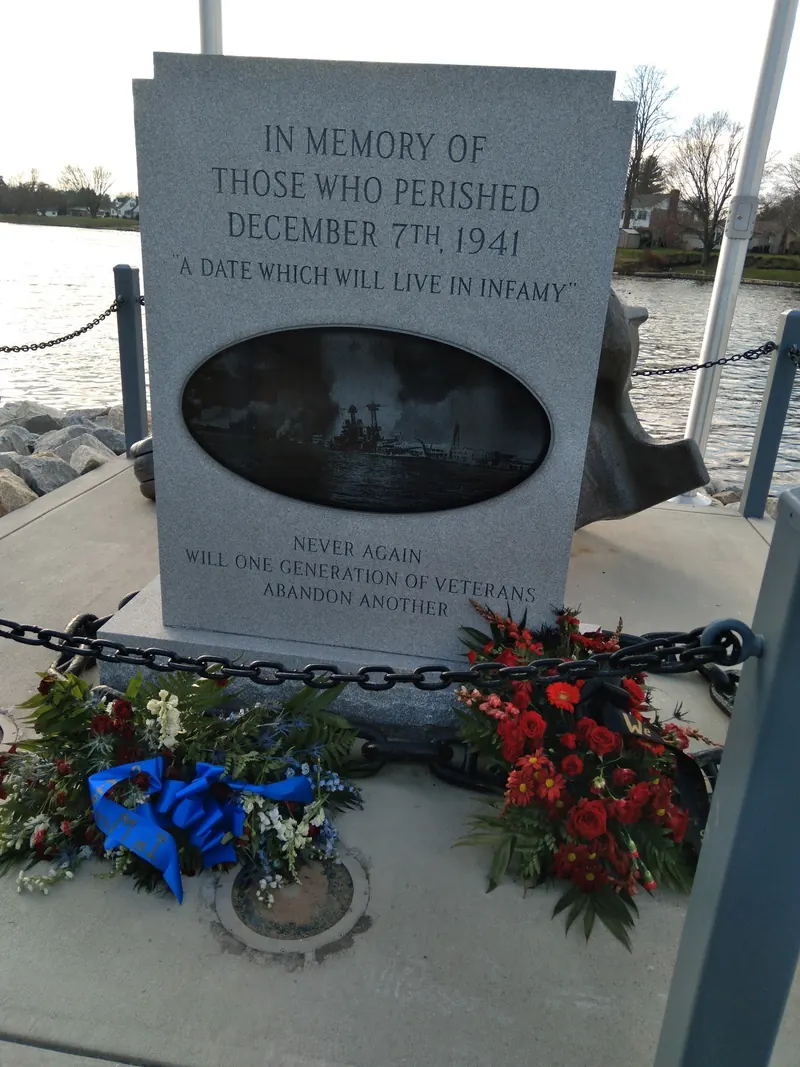 Lakeside memorial honoring those lost on December 7, 1941 beside Lake Como