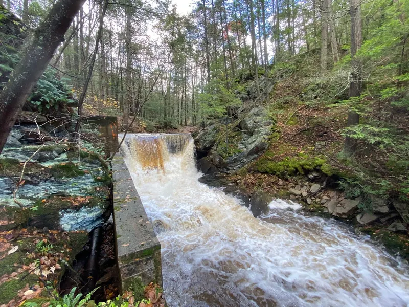 Water spilling over a dam in the Little Shickshinny Creek photo collection, shown as scenery rather than swimming access