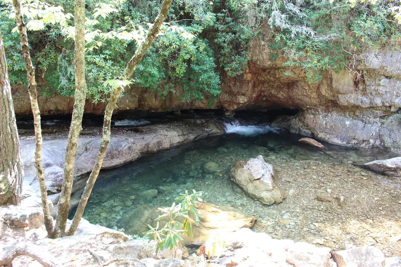 Rock-lined pool and small cascade in the St. Marys Falls area