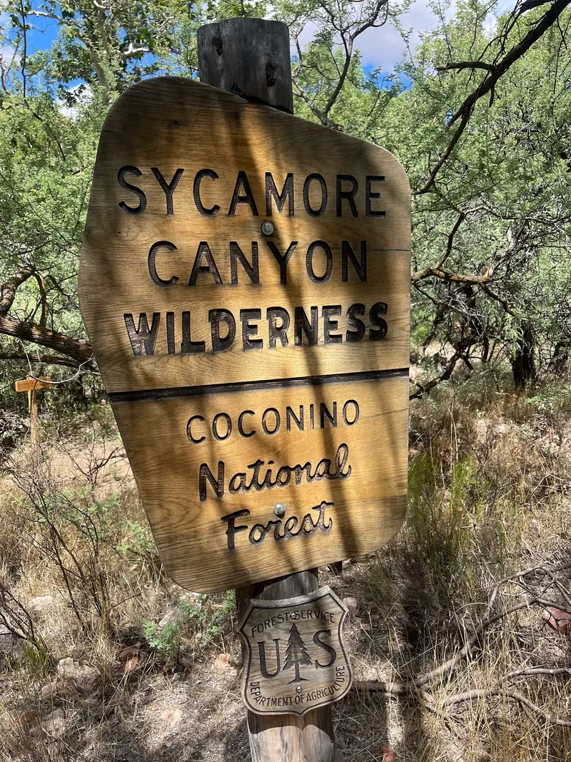 Sycamore Canyon Wilderness sign in Coconino National Forest