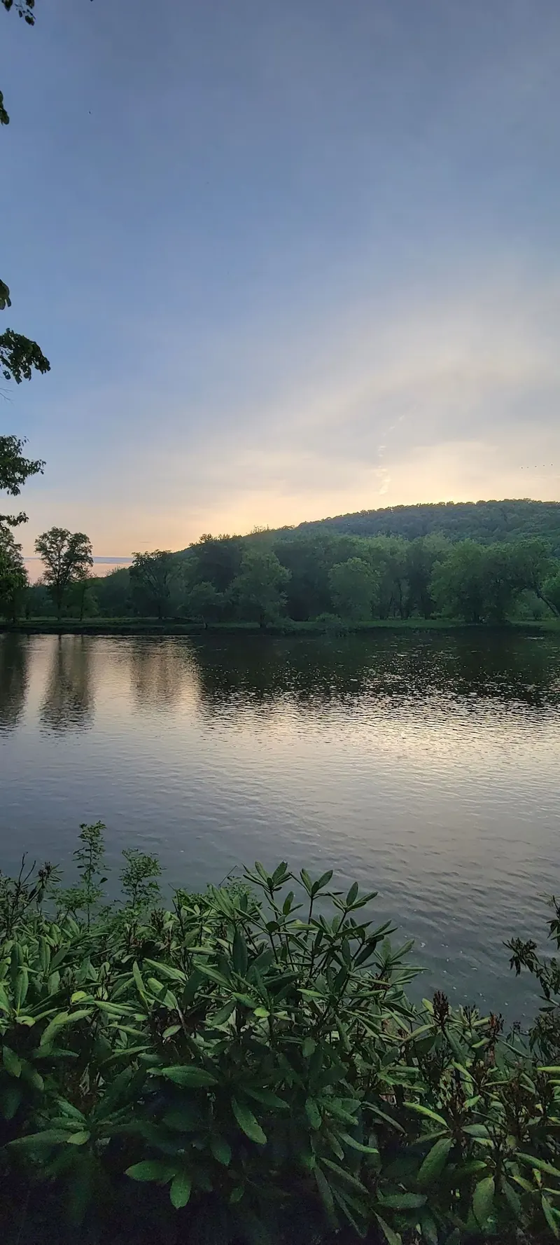Evening light over the Tionesta-area waterfront, not a verified swimming entrance
